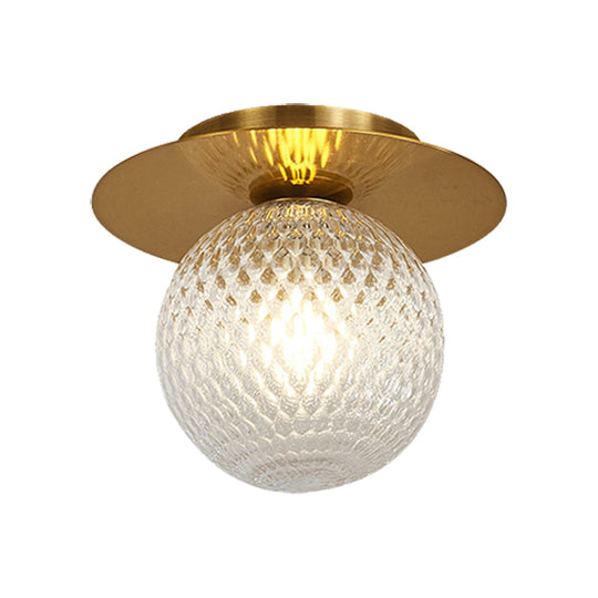 Modern Glass Orbit Ceiling Light Kitchen Flushmount Lamp - Clear/Light - Brown/Cream Single