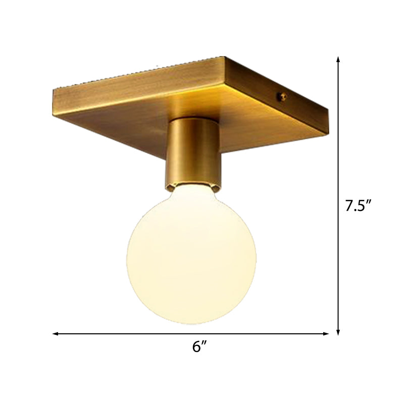 Golden Flush Mount Ceiling Lamp With Frosted Glass & Backplate Design