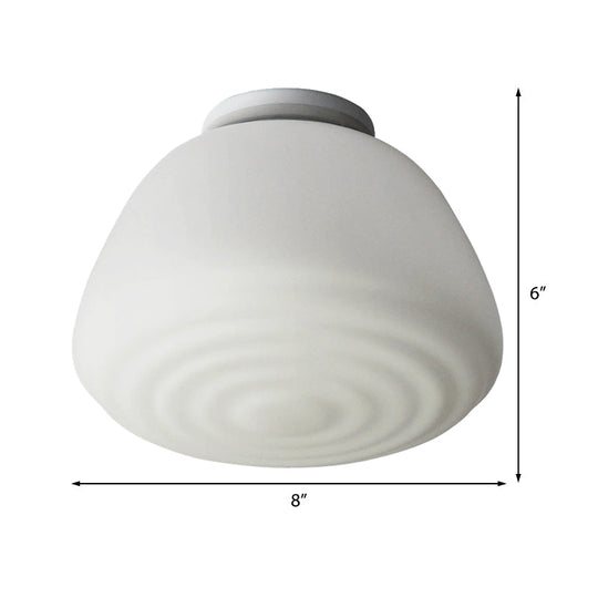 Minimalist 1 Head Flush Mount Lantern Light With Opal Glass Shade For Kitchen - 6/8 W Cone Lighting