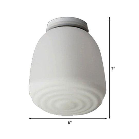 Minimalist 1 Head Flush Mount Lantern Light With Opal Glass Shade For Kitchen - 6’/8’ W Cone