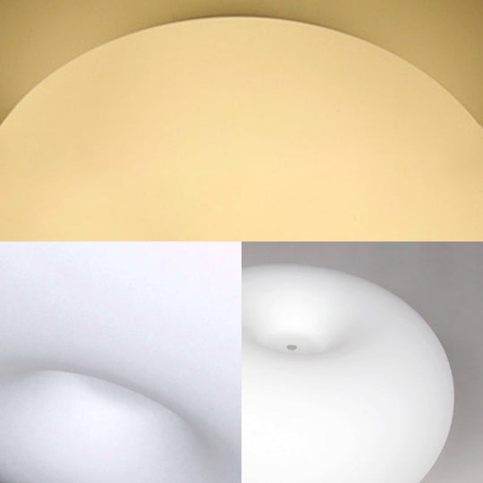 Modernist Ceiling Flush Mount Light With Glass Lampshade For Balcony - White Obong 3 Sizes Available