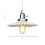 Scalloped Edge Hanging Light Fixture - Ceramic Pendant Ceiling For Industrial Dining Rooms (1 Bulb)