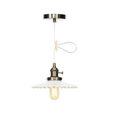 Scalloped Edge Hanging Light Fixture - Ceramic Pendant Ceiling For Industrial Dining Rooms (1 Bulb)