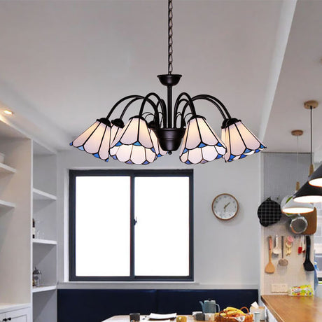 Baroque Black Glass Pendant Chandelier - Conical Design | 6/8 Lights Stylish Lighting For Living
