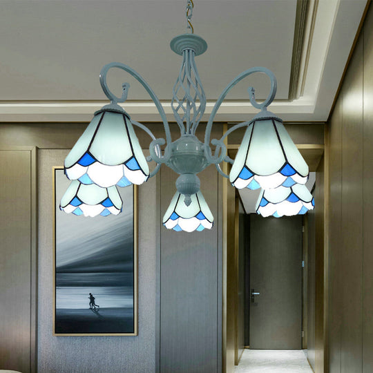 Stylish Arched Chandelier With Tiffany Glass Shades - 5/6/8 Lights For Bedroom Pendant Lighting 5 /