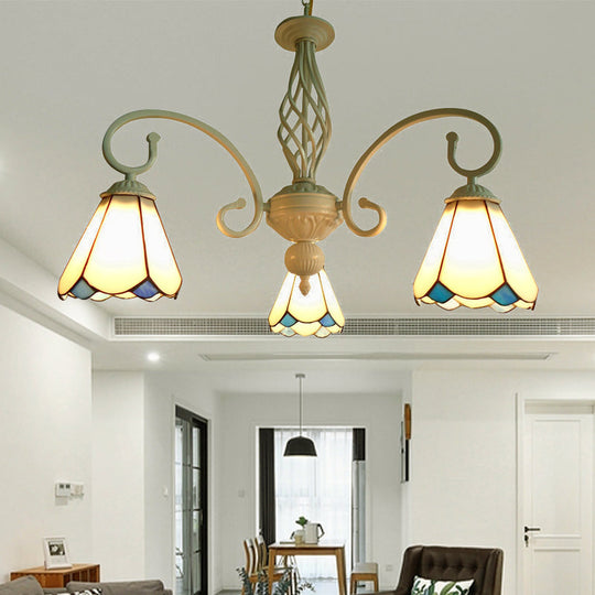 Stylish Arched Chandelier With Tiffany Glass Shades - 5/6/8 Lights For Bedroom Pendant Lighting 3 /