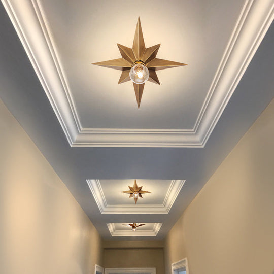 Contemporary Black/Bronze Anise Star Flush Ceiling Light - 1 Head Stairway Mount Fixture