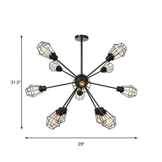 Black Metal Farmhouse Style Pendant Light With Cage Shade
