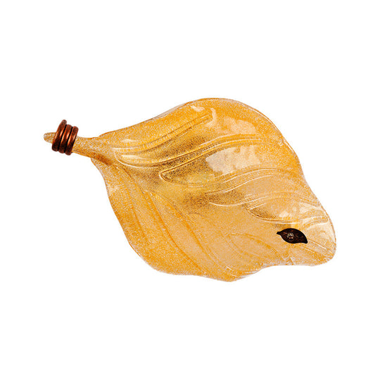 Countryside Leaf Shaped Ceiling Flush Mount Yellow Glass Hallway Light Fixture With 2 Lights