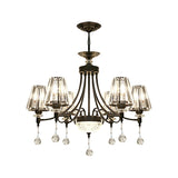 Modern Crystal Ceiling Chandelier With Tapered Design - Black Pendant Light Kit (3/6/8 Heads