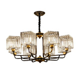 Modern Crystal Chandelier - Square Pendant With 4/6/8 Bulbs Black Hanging Light Fixture