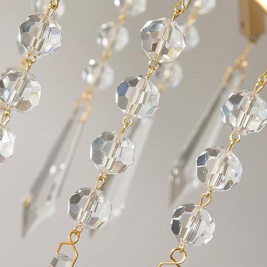 Modern Crystal Waterfall Chandelier - Brass Ceiling Hanging Light 3/4 Bulbs 18.5’/22.5’ Wide