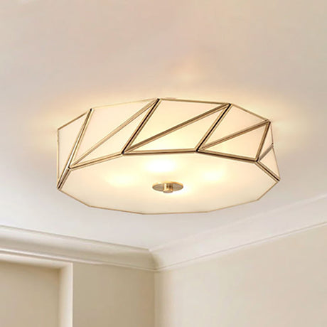 Opal Glass Flush Mount Lamp With Brass Finish - Bedroom Ceiling Fixture (3/4/6 Lights) 6 /