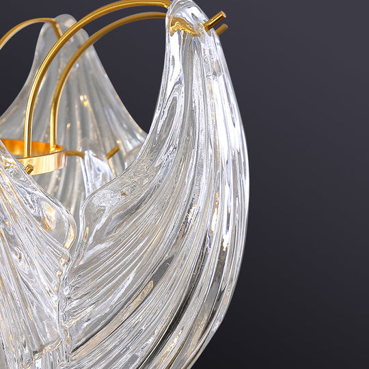 Modern Brass Crystal Ceiling Lamp With 9 Conical Heads For Bedroom