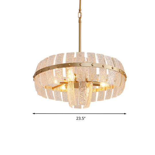 Modern Crystal Chandelier Lamp - Round Brass Ceiling Light 6/8 Heads 23.5’/31.5’ Wide