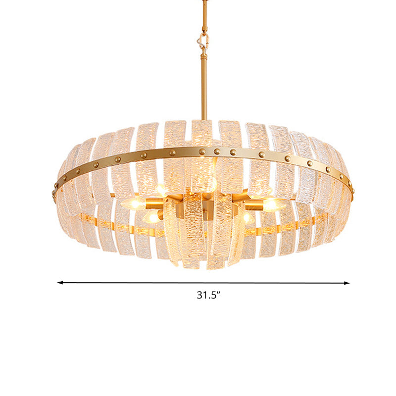 Modern Crystal Chandelier Lamp - Round Brass Ceiling Light 6/8 Heads 23.5’/31.5’ Wide