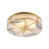 Vintage Style Gold Ceiling Mount Light Fixture For Living Room - Curved Frosted Glass Panels 4/6