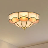 Vintage Flush Mount Lamp With Frosted Glass Panel & Multiple Light Options 3 / Brass