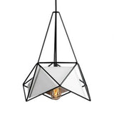 Modern Polygon Hanging Lamp With Wire Cage Shade - 1 Light Pendant For Dining Room In