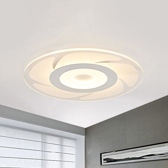 Super Thin Acrylic Windmill Flush Lamp - Modern Style Led Ceiling Mount Light (White/Warm/Inner