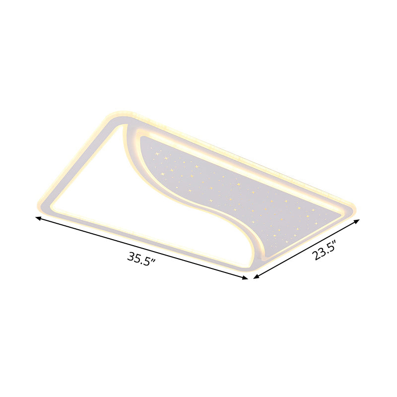 Modern White Led Ceiling Lamp With Curved Starry Sky Design Flush Lighting - 19’/35.5’ W