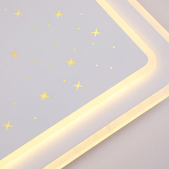 Modern White Led Ceiling Lamp With Curved Starry Sky Design Flush Lighting - 19/35.5 W Warm/White