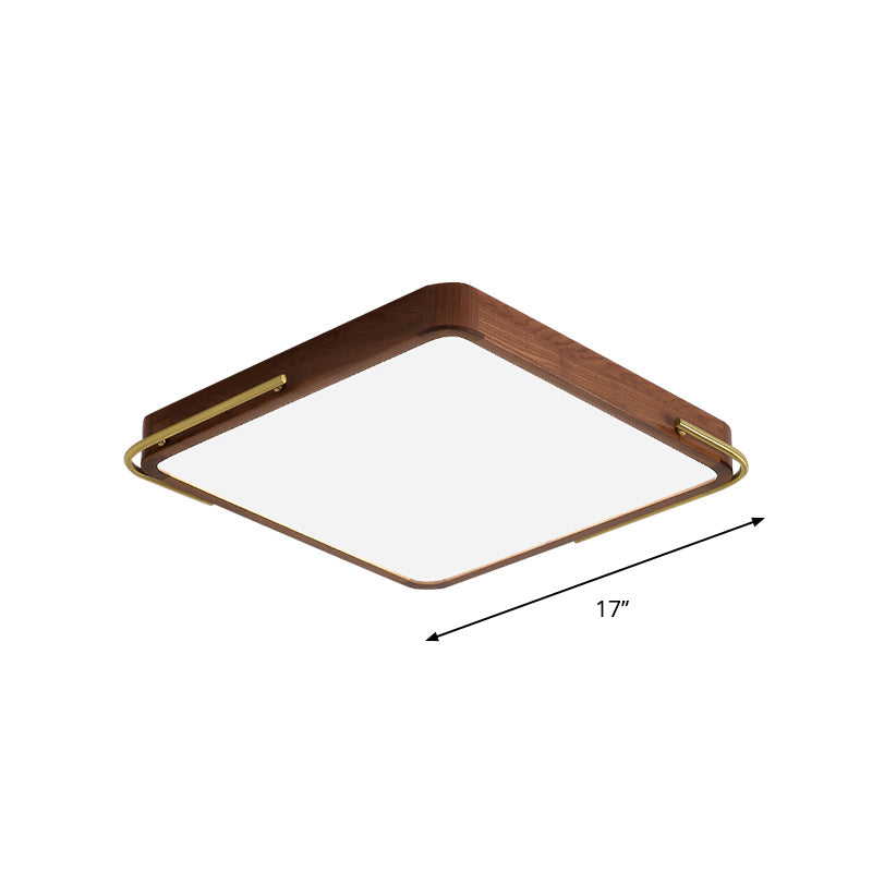 Led Brown Wood Flushmount Ceiling Light 13/19 Square Simplicity Design