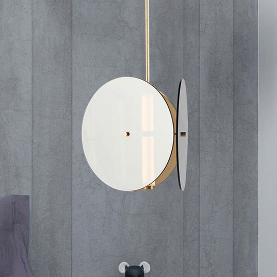 Modern Gold Led Pendant Light With Round Amber Glass Shade For Dining Room