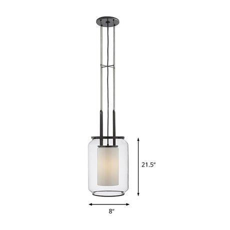 Modern Black Hanging Pendant Light With Clear Glass Shade For Bedroom