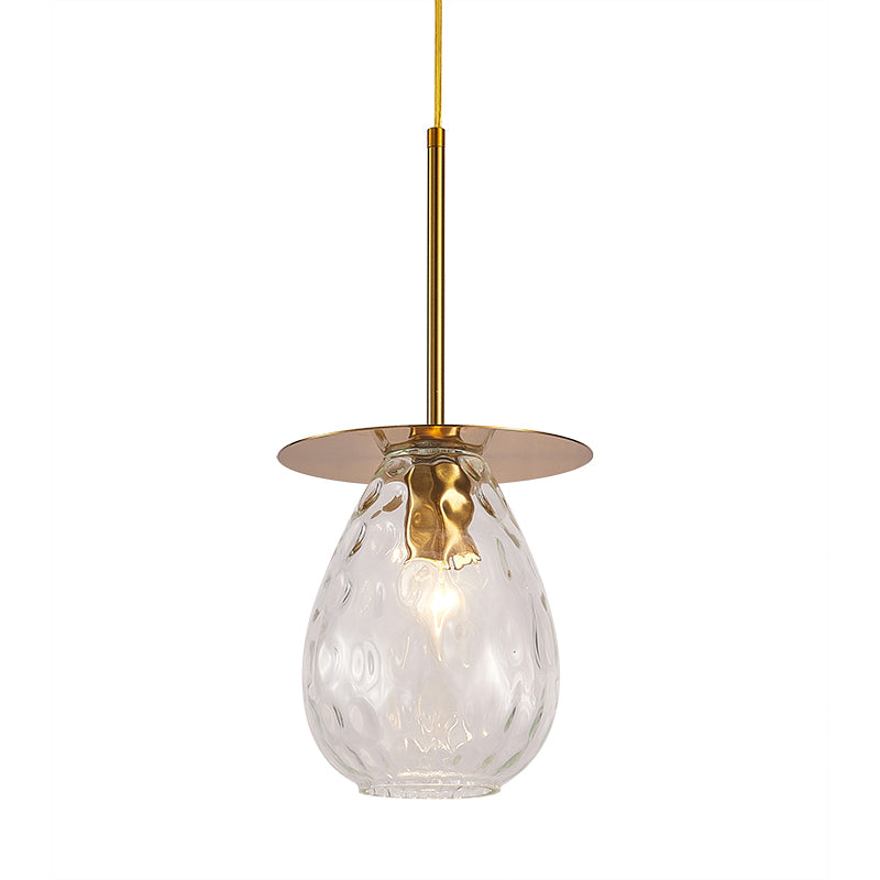 Minimalist Gold Dimple Glass Teardrop Pendant - Perfect For Restaurants