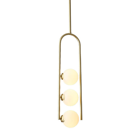 Gold Globe Semi Flush Ceiling Mount Light Fixture - Elegant 3-Bulb Ivory Glass For Dining Room