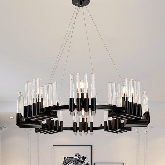 Contemporary Circular Iron Chandelier Lamp With Crystal Tube - 6/8 Lights Ceiling Light Fixture In