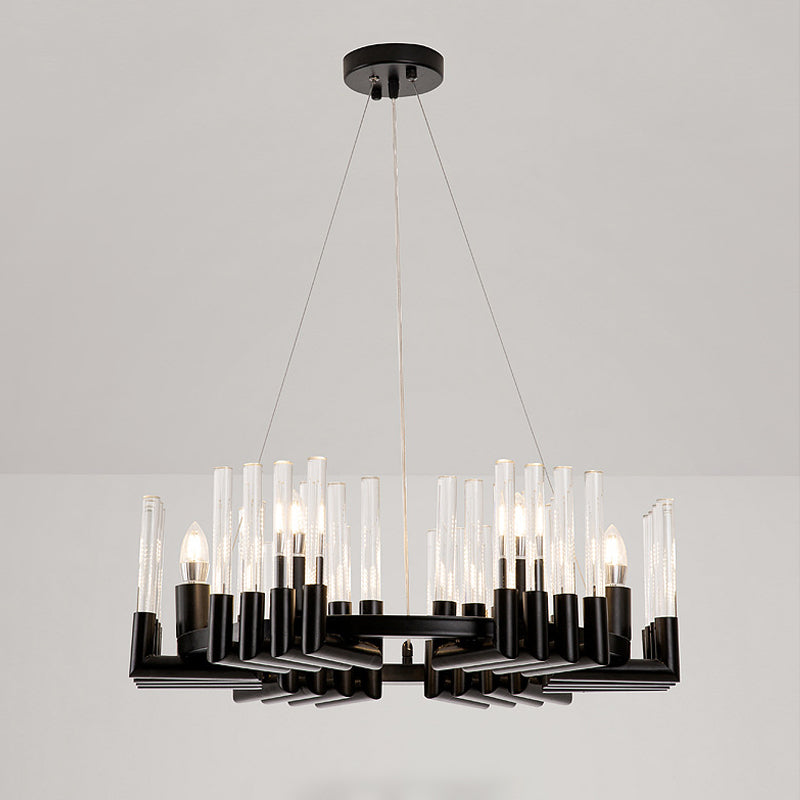 Contemporary Circular Iron Chandelier Lamp With Crystal Tube - 6/8 Lights Ceiling Light Fixture In