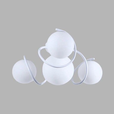 Orb Opal Glass Semi Flush Light - Traditional Black/White 4/7 Lights Living Room Ceiling Lighting