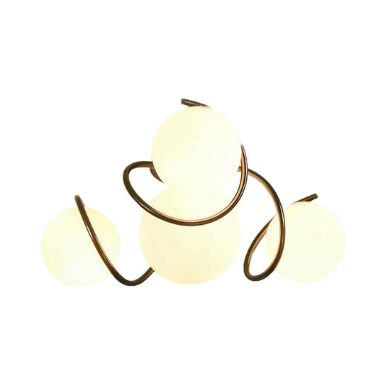 Orb Opal Glass Semi Flush Light - Traditional Black/White 4/7 Lights Living Room Ceiling Lighting