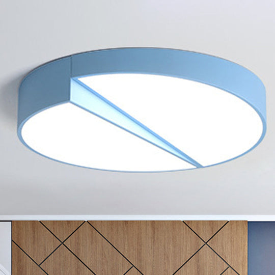 Stylish Half-Round Led Flush Ceiling Light For Dining Room - Macaron Loft Design Blue / 15
