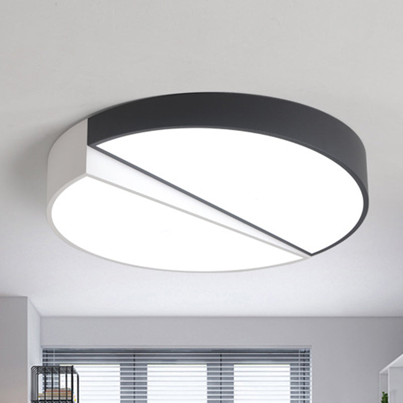 Stylish Half - Round Led Flush Ceiling Light For Dining Room - Macaron Loft Design Black / 15’