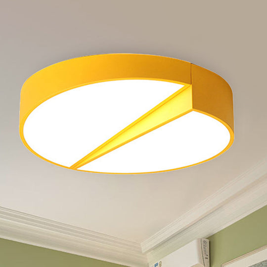 Stylish Half - Round Led Flush Ceiling Light For Dining Room - Macaron Loft Design Yellow / 15’