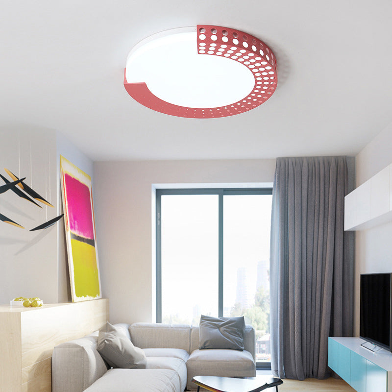 Circle Led Ceiling Light For Baby Room With Half-Ring Acrylic Design