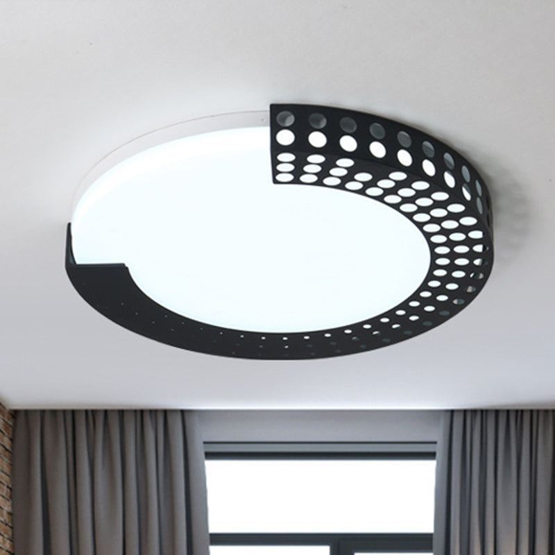 Circle Led Ceiling Light For Baby Room With Half - Ring Acrylic Design Black / 16’ Warm
