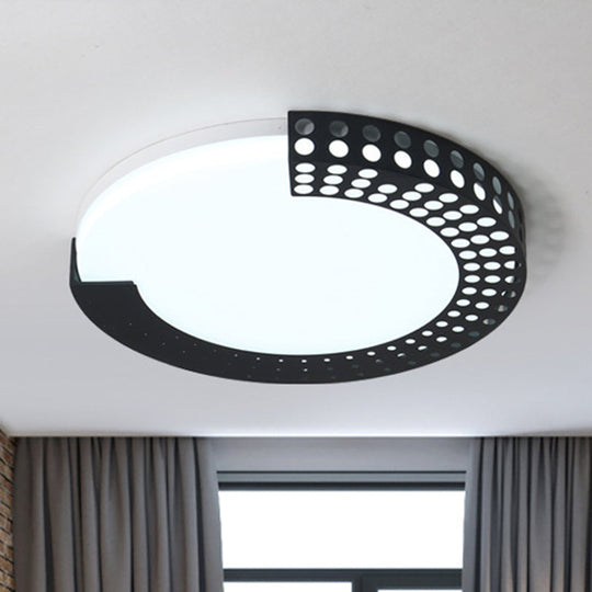 Circle Led Ceiling Light For Baby Room With Half-Ring Acrylic Design Black / 16 Warm