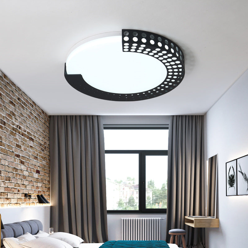 Circle Led Ceiling Light For Baby Room With Half-Ring Acrylic Design