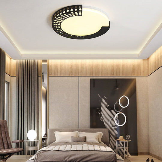 Circle Led Ceiling Light For Baby Room With Half-Ring Acrylic Design