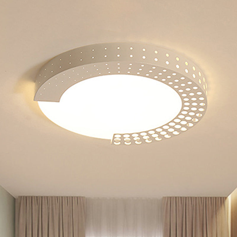Circle Led Ceiling Light For Baby Room With Half-Ring Acrylic Design