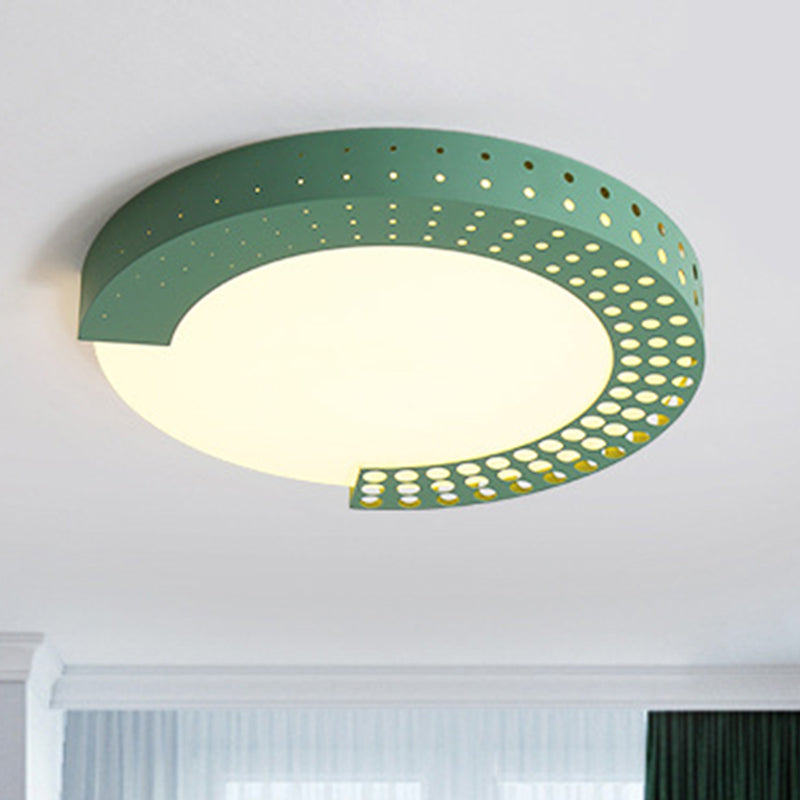 Circle Led Ceiling Light For Baby Room With Half - Ring Acrylic Design