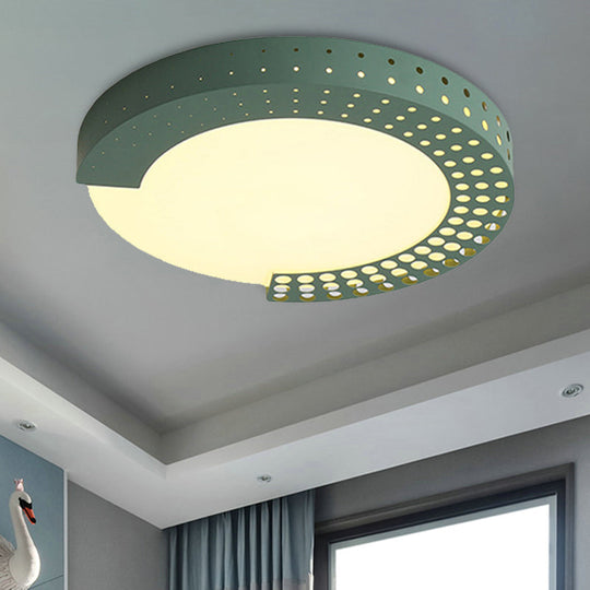 Circle Led Ceiling Light For Baby Room With Half - Ring Acrylic Design