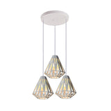 Stylish Loft Wire Cage Ceiling Light With Diamond Shade 3 Heads Black/White