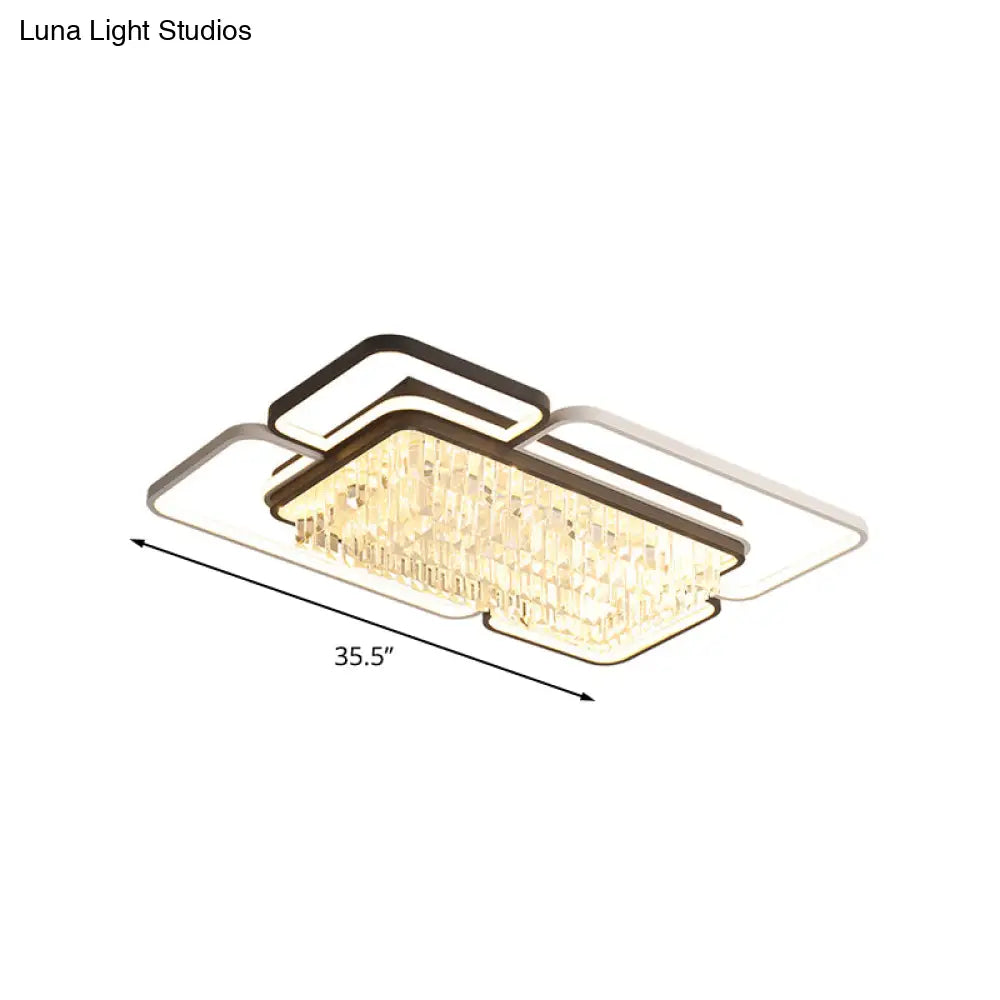 35.5’/41’ W Geometric Flush Mount Crystal Led Living Room Light - Black & White Stepless