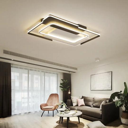 35.5’/43’ Rectangular Flush Mount Ceiling Light For Modern & Unique Bedroom - Warm/White