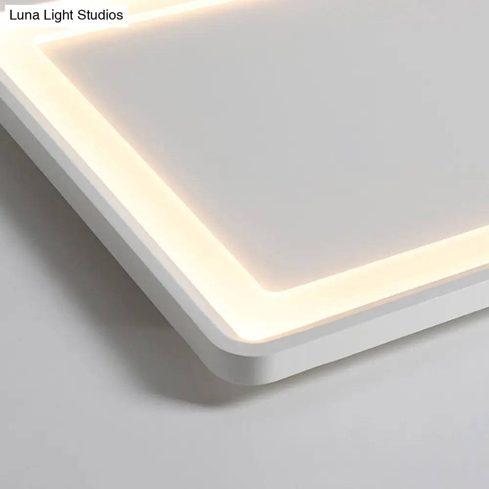 35.5’/43’ White Rectangle Led Flush Ceiling Light With Frosted Acrylic Shade - Warm/White
